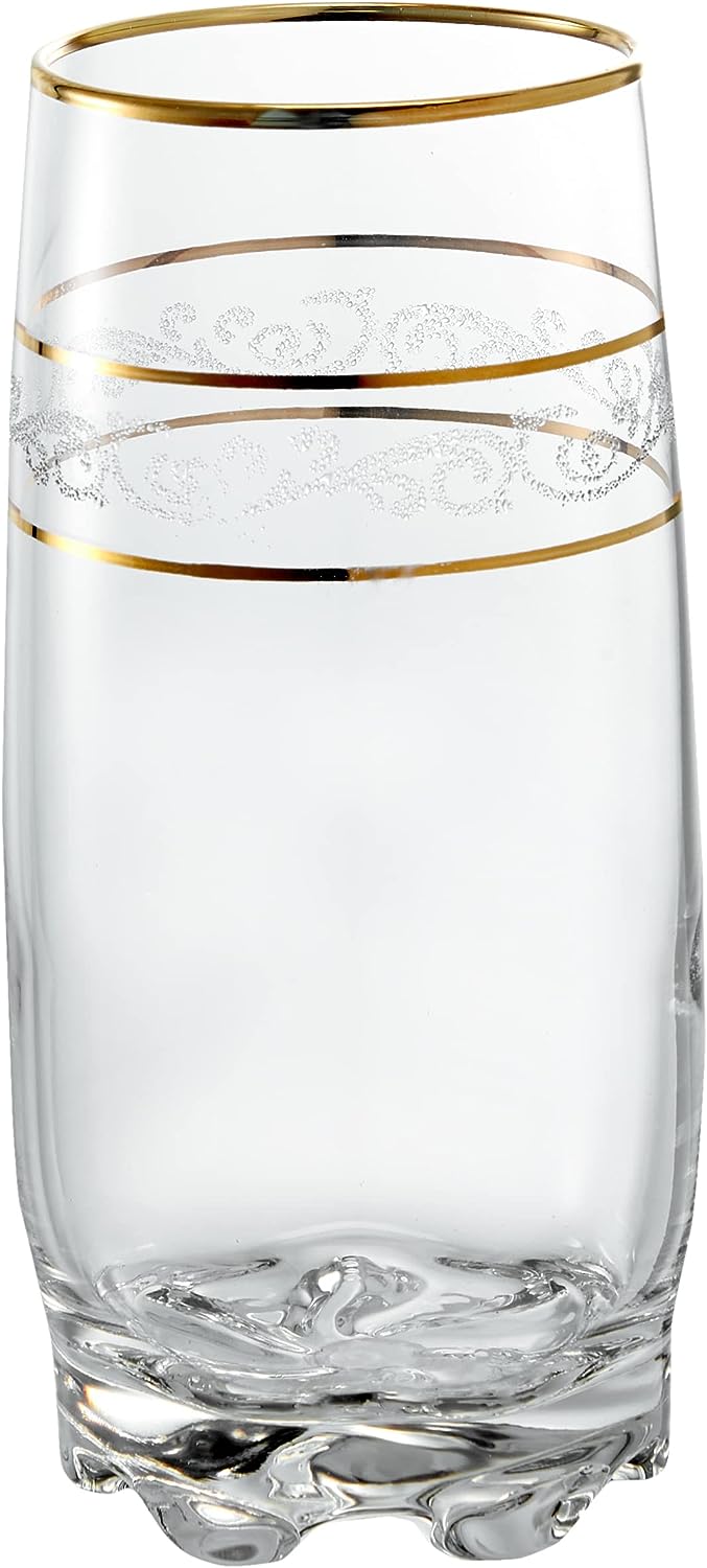 LAV 6 Piece Gold Rim Drinking Glass, Clear