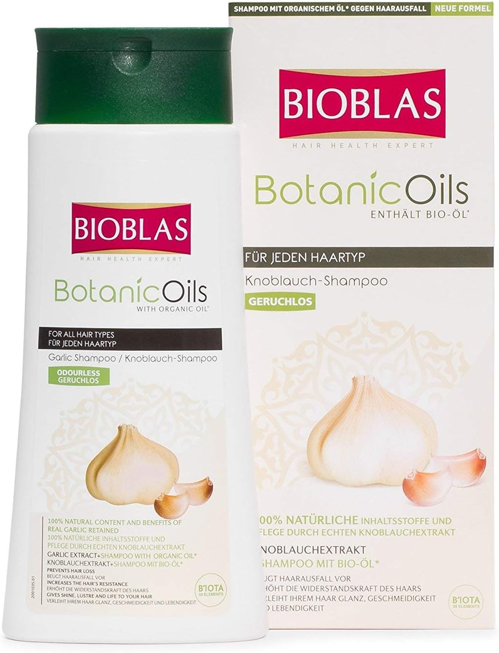 Garlic Shampoo - 360 ml, Odourless, Dermatologically Tested, Anti-Hair Loss Shampoo with Organic Oil | Bioblas Botanic Oils
