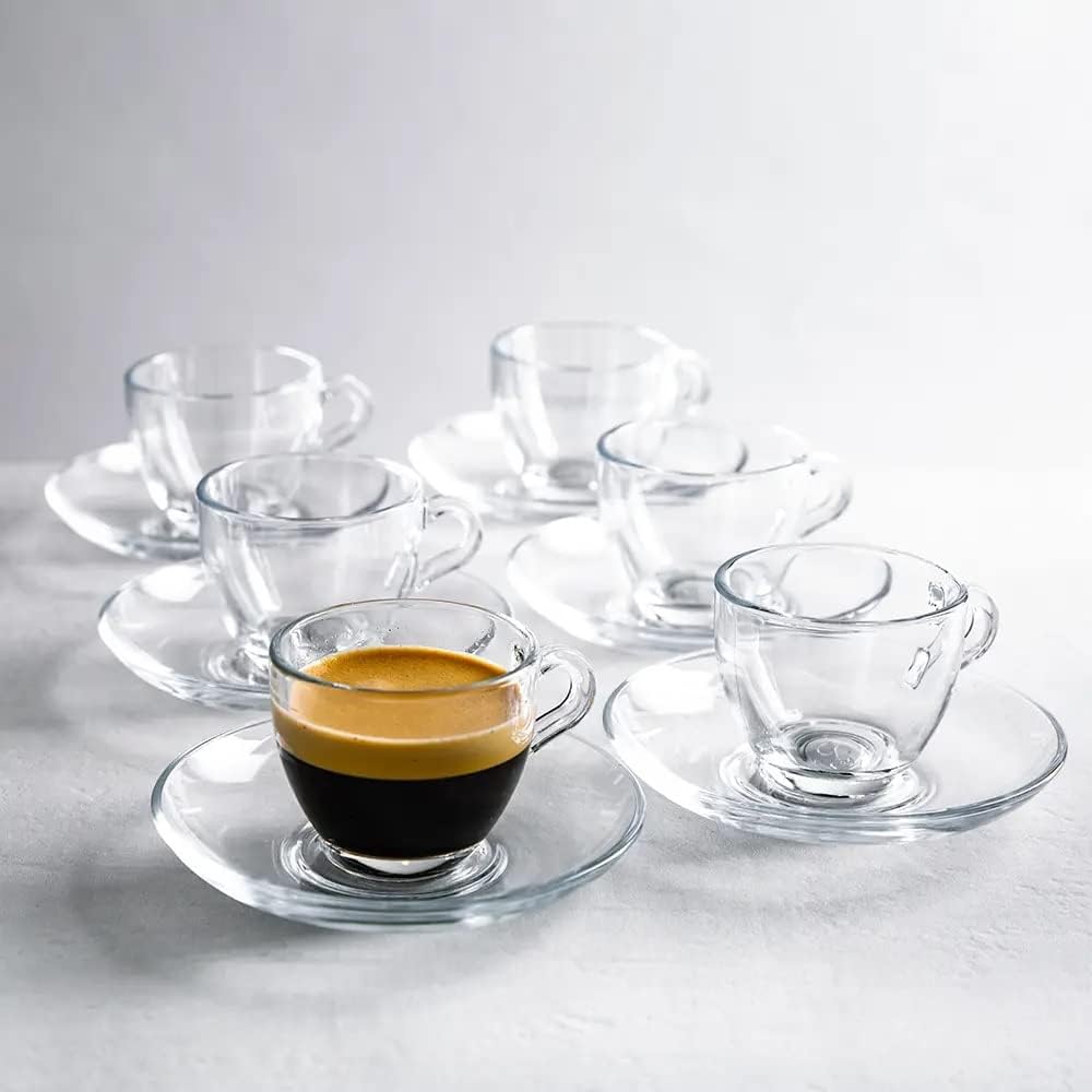 12-Piece Set of Espresso Cups with Basic Saucers