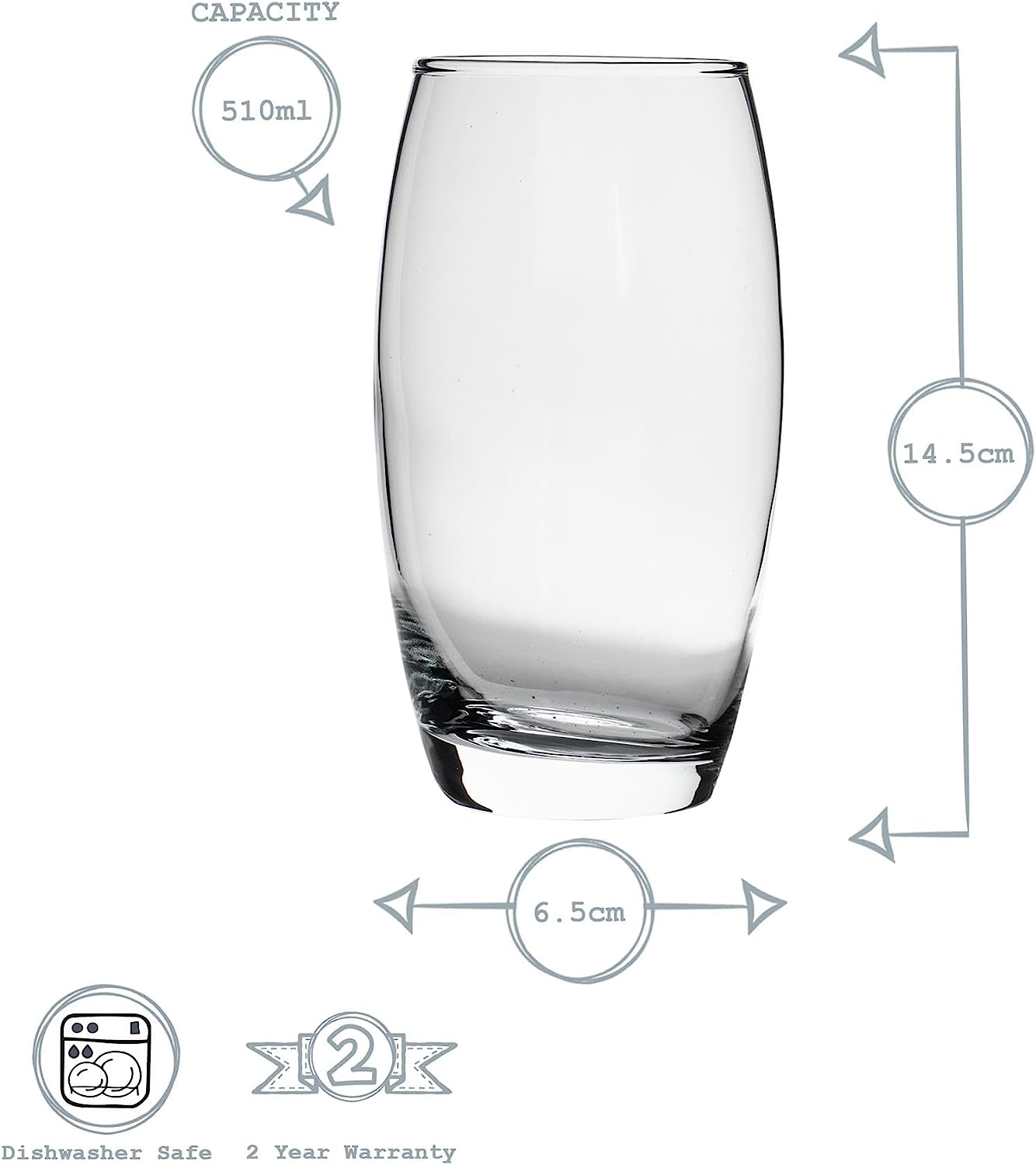 LAV 6x Clear 510ml Empire Highball Glasses