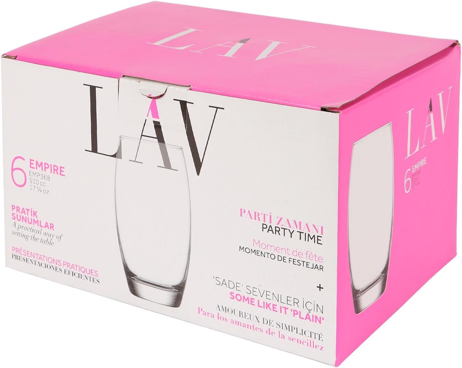 LAV 6x Clear 510ml Empire Highball Glasses