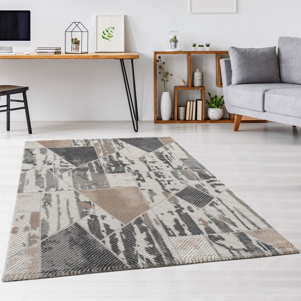 Gabardin Stylish High Quality Multi Coloured Shaped&Patterned Living Room Saloon Rugs-Carpets