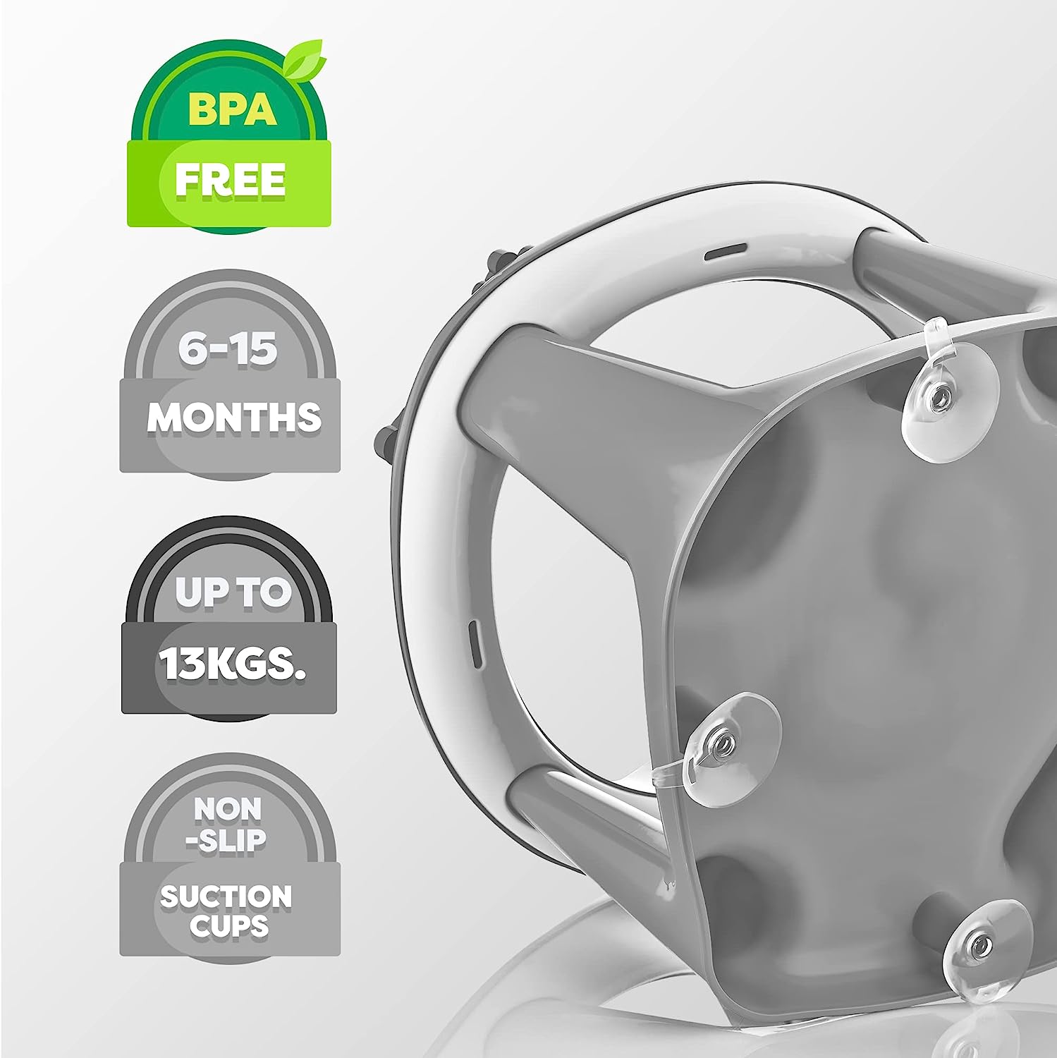 3 in 1 Baby Toddler Child Bath Support Seat Grey