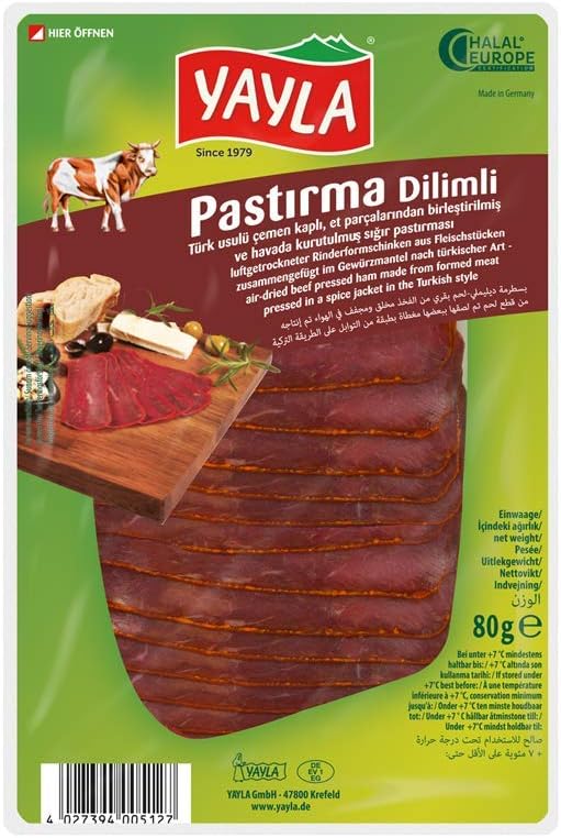 Yayla Turkish Style Salted, Dried Beef - Dilimli Pastirma 2x80g