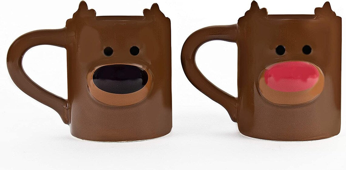 Reindeer Heat Changing Nose Color Animal Mugs 350ml