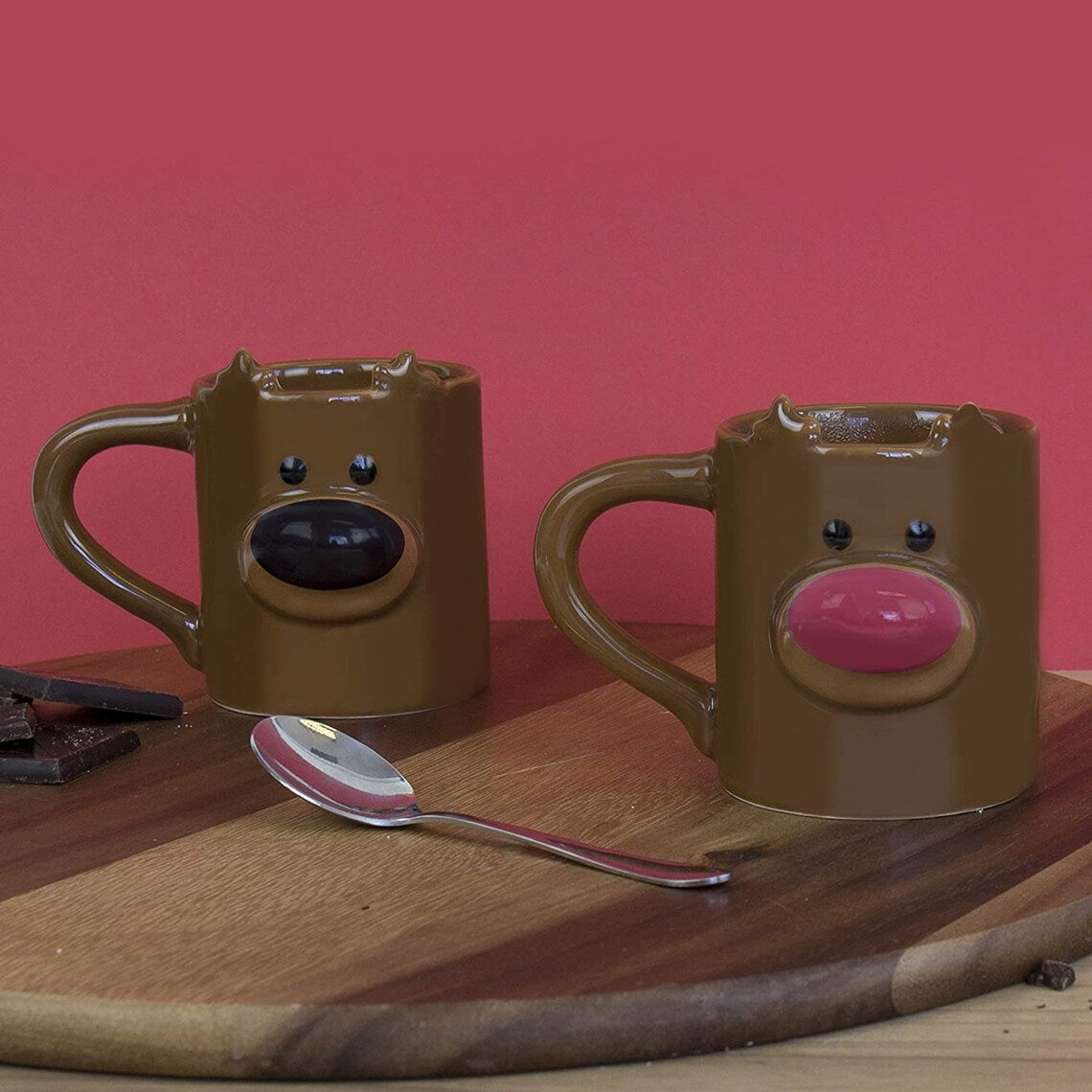 Reindeer Heat Changing Nose Color Animal Mugs 350ml