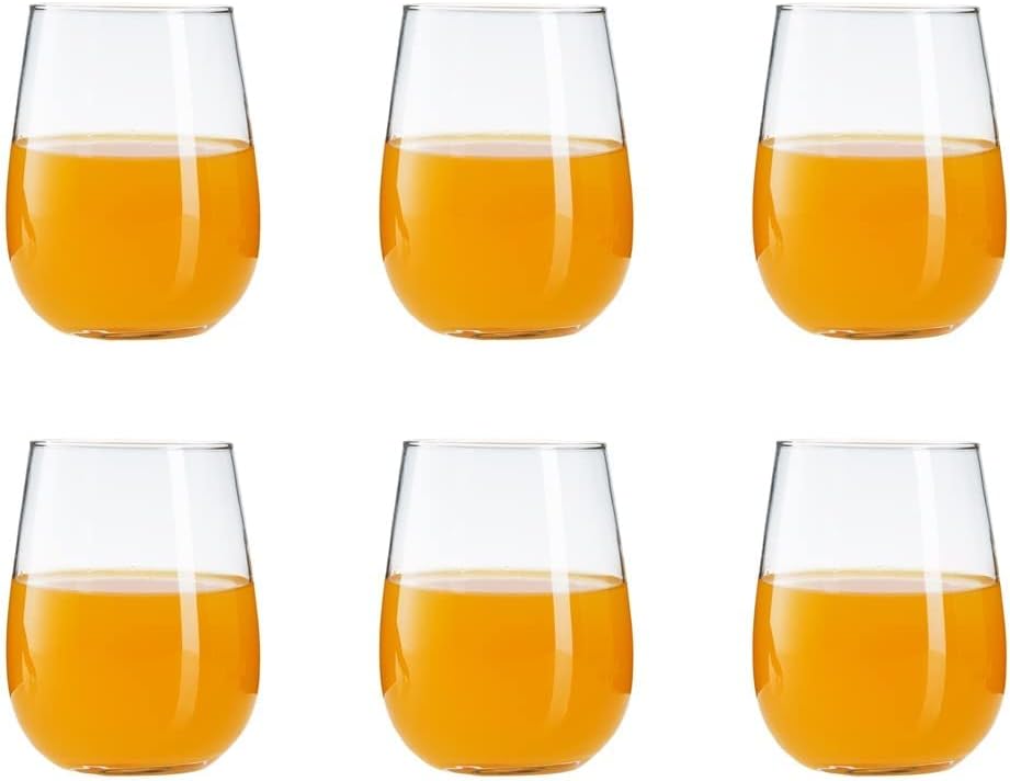 6X Clear Drinking Tumbler Glass Set 475ml