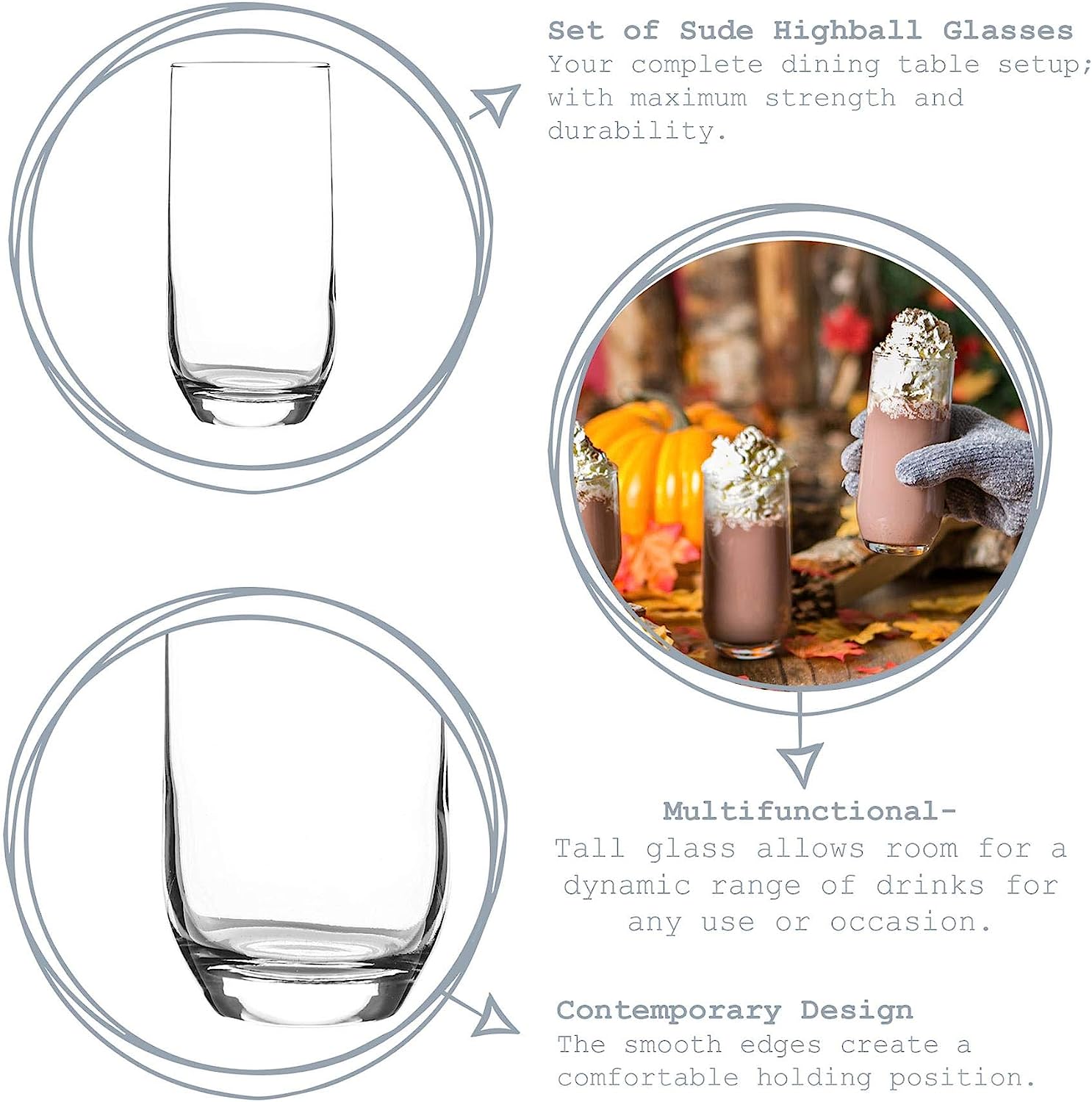 LAV 6X Clear 315ml Sude Highball Glasses