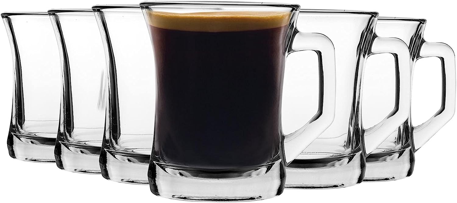 LAV 6x Clear 225ml Zen+ Glass Coffee Mugs