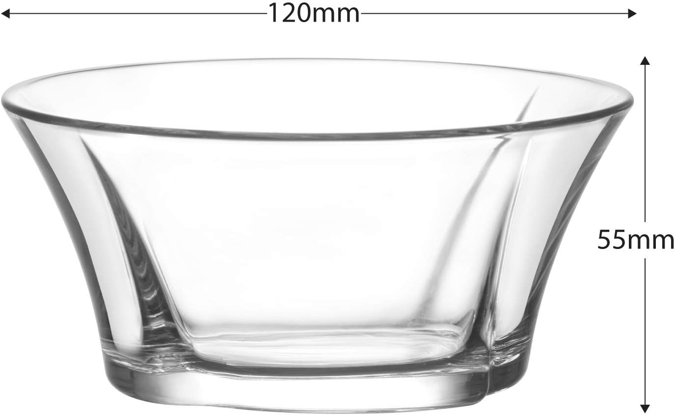 LAV Ice Cream Dessert & Snack Bowls Set (6 pieces), CLEAR Glass Bowl 10oz Truva 310cc