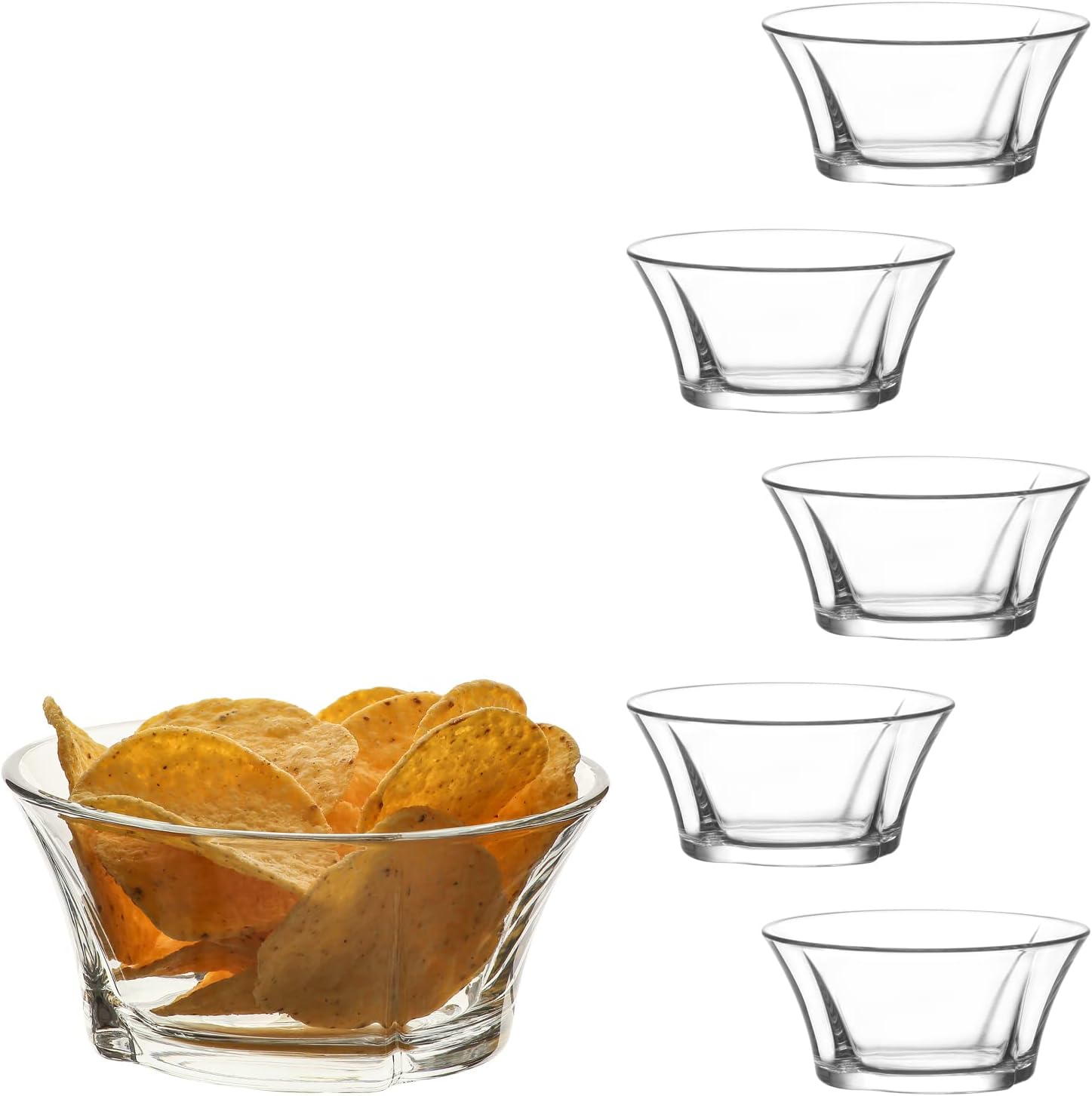 LAV Ice Cream Dessert & Snack Bowls Set (6 pieces), CLEAR Glass Bowl 10oz Truva 310cc