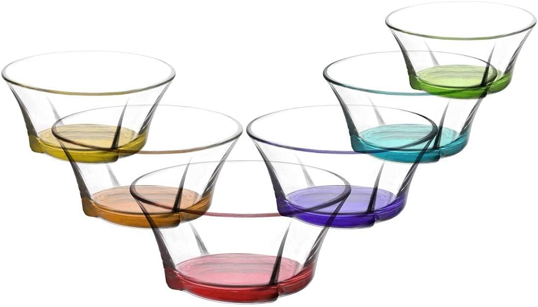 LAV Coloured Base Glass Bowls 6 Pieces