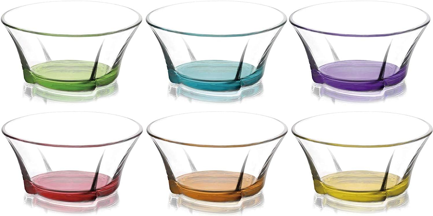 LAV Coloured Base Glass Bowls 6 Pieces