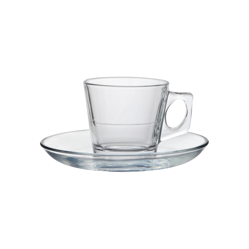 Vela Espresso Glass Cup & Saucer Set 2.7oz (Pack 6)