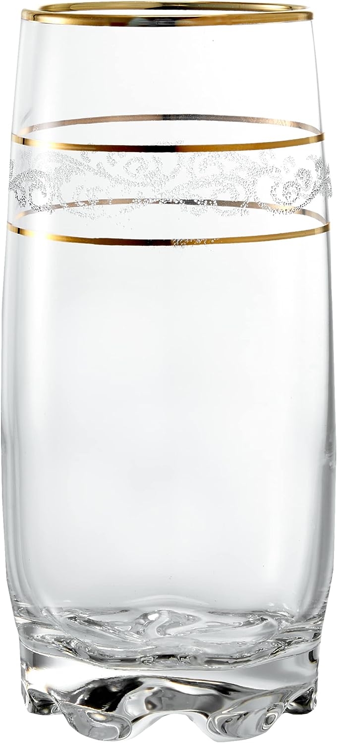 LAV 6 Piece Gold Rim Drinking Glass, Clear