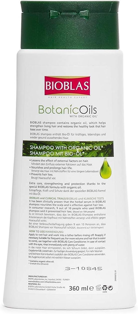 Garlic Shampoo - 360 ml, Odourless, Dermatologically Tested, Anti-Hair Loss Shampoo with Organic Oil | Bioblas Botanic Oils