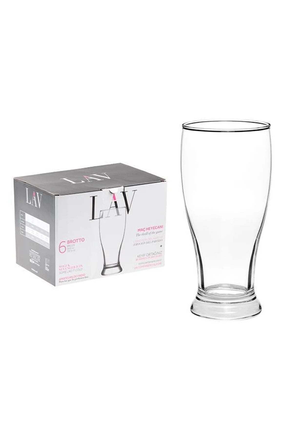 LAV Brotto Beer Glasses Sets of 6, 565cc