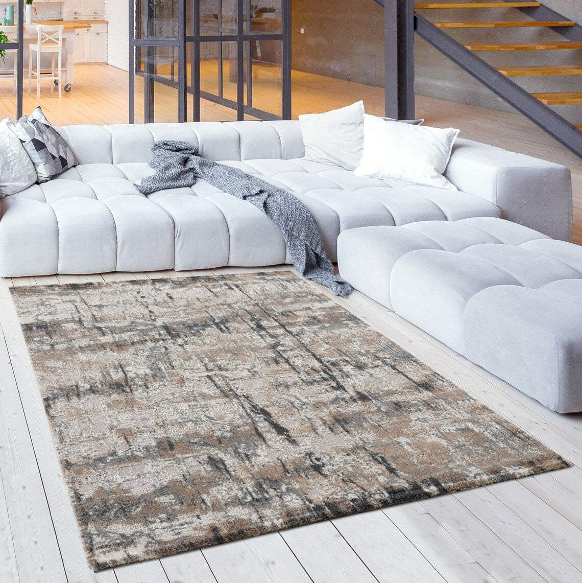 Gabardin Stylish High Quality Multi Coloured Shaped&Patterned Living Room Saloon Rugs-Carpets