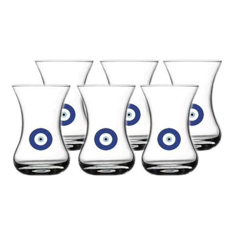 Pasabahce Tea Glasses with Evil Eye 6 Pieces 170ml