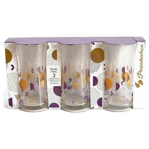 Pasabahce Purple Party Water Soft Drink Glass 345 cc 3 Pcs
