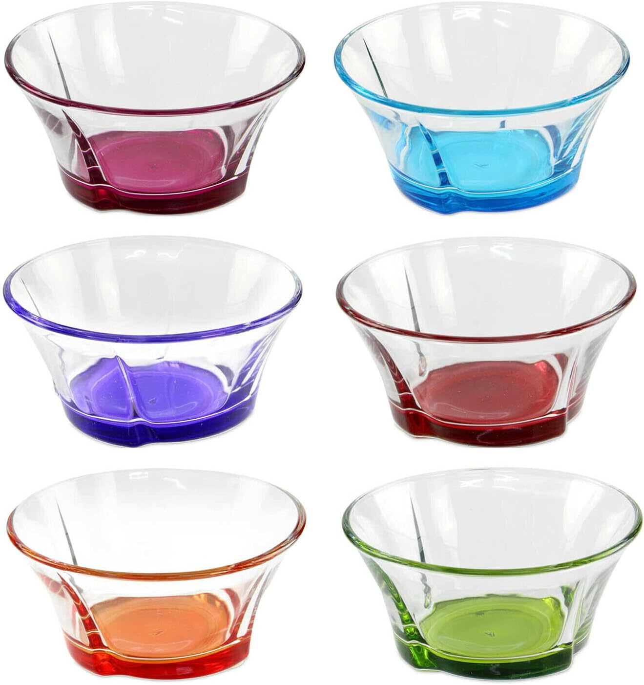 LAV Coloured Base Glass Bowls 6 Pieces